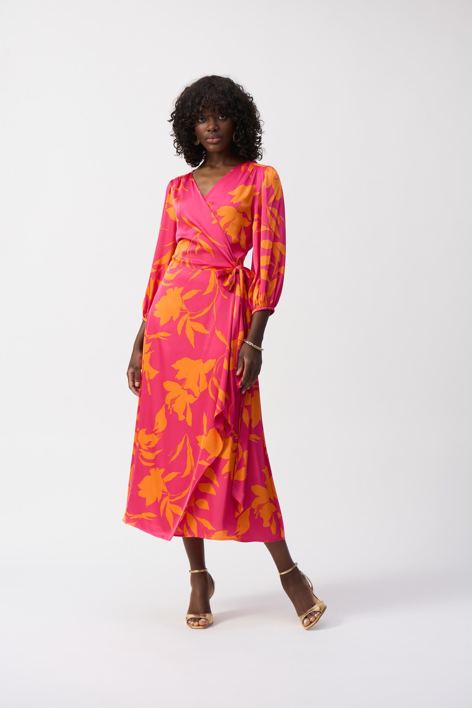 Satin Floral Print Wrap Dress – geraniumsboutique