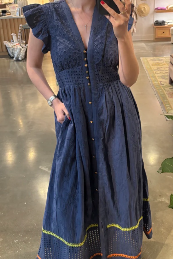Emily Lovelock Madeline Dress - Deep Cobalt  geraniumsboutique